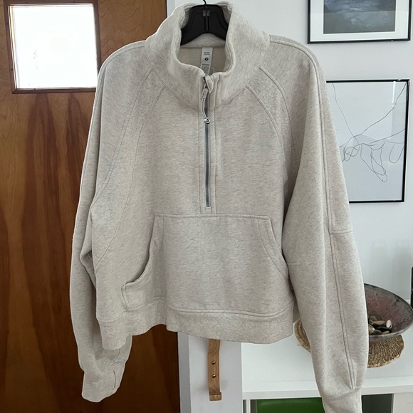 LULULEMON Scuba Oversized Funnel Neck Half Zip Heathered Bone XL/XXL - Picture 5 of 11